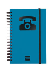 Finocam Phone Indice Telefonico - Formato 8Âº - 100x150mm - Tapas de Carton Forrado - Papel de 120g/m2 - Cierre con Goma Elastica - Espiral Doble Metalica - Color Azul