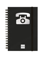 Finocam Phone Indice Telefonico - Formato 8Âº - 100x150mm - Tapas de Carton Forrado - Papel de 120g/m2 - Cierre con Goma Elastica - Espiral Doble Metalica - Color Negro