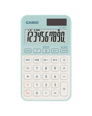 Casio SL-310YC Calculadora de Bolsillo con Pantalla LCD de 10 Digitos - Calculo de Impuestos - Alimentacion Solar y Pilas - Compacta y Ligera - Color Verde Claro/Blanco