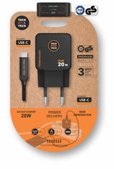 TechOneTech Cargador de Pared UltrarrÃ¡pido GaN 20W Negro + Cable USB-C