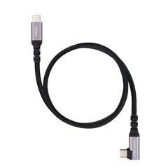 Nanocable Cable USB-C Macho Acodado 90Âº - Soporta hasta 100W - Longitud 0.5m - Velocidad de Transferencia hasta 10Gbps - Resolucion 4K - Algodon Trenzado - Color Negro