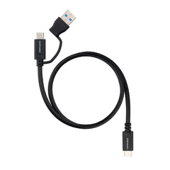 Nanocable Cable USB-C Macho - Soporta hasta 60W - Longitud 0.5m - Velocidad de Transferencia hasta 10Gbps - Resolucion 4K - Adaptador USB-A Integrado - Color Negro
