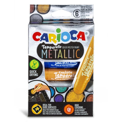 Carioca Temperello Metallic Pack de 8 Temperas Solidas - Gran Cobertura - Faciles de Mezclar - Sin Disolventes y Lavables - Secado Rapido - Colores Metalicos Surtidos