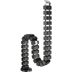 Fellowes Organizador de Cables - Columna Flexible - Altura hasta 130cm - Vertebras Desmontables - 4 Compartimentos Separados - Base Pesada - Iman Integrado - 10.7x12.9x128.8cm - Color Negro