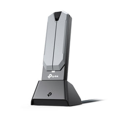TP-Link Archer TBE400UH Adaptador USB a WiFi 7 con Base - Tribanda - Velocidad 6.5Gbps - Tecnologia MLO - Cable 1.2m - Seguridad Avanzada - Color Gris