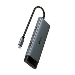 TP-Link UH7020C Hub 7 en 1 - Power Delivery 100W - HDMI 4K - 2xUSB-C - 2xUSB-A - SD - MicroSD - Cable USB-C de 18cm - Aluminio - Plug and Play - Color Negro y Gris