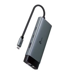 TP-Link UH6120C Hub 6 en 1 - Power Delivery 100W - HDMI 4K - Ethernet RJ45 1Gbps - 2xUSB-C - 2xUSB-A - Cable USB-C de 18cm - Aluminio - Color Negro y Gris