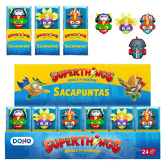 Dohe Superthings Expositor con 24 Sacapuntas - PVC - Cuchilla de Acero - Formas Surtidas