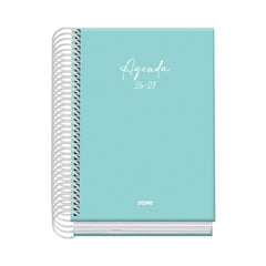 Dohe Basic Serenity Agenda Escolar 26/27 - Formato A6 - Dia Pagina - Papel Offset Ahuesado 70g - Cubierta de Carton Plastificado - Espiral Metalica - Goma - 12x17x3cm - Color Verde