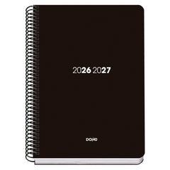 Dohe Basic Element Agenda Escolar 26/27 - Formato A5 - Dia Pagina - Papel Offset Ahuesado 70g - Cubierta de Carton Plastificado - Espiral Metalica - Goma - 15x21x4cm - Color Negro