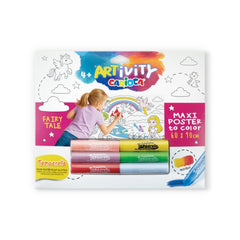 Carioca Artivity Fairy Tale Poster Maxi para Colorear - TamaÃ±o 90x60cm - Incluye 6 Temperas Solidas Temperello