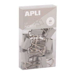 Apli Up North Pack con 15 Pinzas de Metal 19mm - Color Gris
