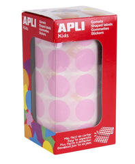 Apli Rollo de 1.770 Gomets Redondos Ã˜ 20mm - Adhesivo Permanente Base Agua - Libre de Disolventes - Color Rosa Claro