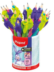 Maped Kidy Lern Bote con 22 Lapices de Grafito 2HB + Guias para Dedos - 2 Modelos Camaleon y Conejo - Apta para la Mayoria de Lapices - Para Alumnos de 3 a 7 AÃ±os