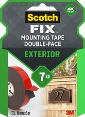 Scotch-Fix Cinta de Montaje de Doble Cara para Exteriores - 19mm x 10m - Color Negro