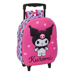 Safta Kuromi Mochila con Carro - Portabotellas - Hombreras Acolchadas - Asa de Mano - 27x33x10cm - Color Magenta