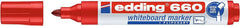 Edding 660 Rotulador para Pizarra Blanca - Punta Redonda - Trazo entre 1.5 y 3 mm. - Tinta Pigmentada - Recargable - Borrable en Seco - Color Rojo