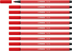 Stabilo Pen 68 Marqueur Pointe Fibre - Trait d'environ 1mm - Encre à l'Eau - Couleur Carmin