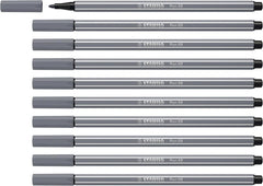 Stabilo Pen 68 Rotulador de Punta de Fibra - Trazo de 1mm aprox. - Tinta con Base de Agua - Color Gris Oscuro
