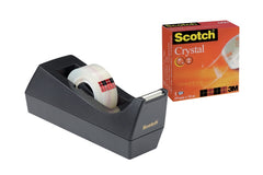 Scotch Dispensador de Cinta + 1 Rollo de Cinta Adhesiva Crystal - 19mmx10m - Color Negro
