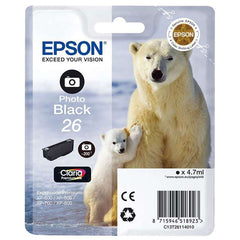 Epson T2611 (26) Black Photo Original Ink Cartridge - C13T26114012