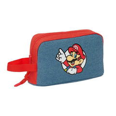 Safta Super Mario Bolsa Isotermica Porta Alimentos - Asa de Mano Lateral - Cremallera - 21.5x12x6.5cm - Color Rojo y Azul