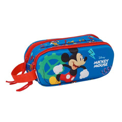 Safta Mickey Mouse Portatodo 3D - 2 Compartimentos con Cremallera - Asa Lateral - Capacidad 1L - 21x8x6cm - Color Azul Oscuro