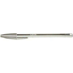 Bic Cristal Shine Boligrafo de Bola - Punta Media de 1.0mm - Tinta con Base de Aceite - Elegante Cuerpo Plateado - Color Negro