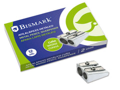 Bismark Afilalapiz Metalico Doble para Lapices Normales o Gruesos - Color Acero