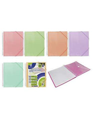 Bismark Carpeta Espiral 20 Fundas Transparentes - Polipropileno - Tamaño A4 - Espiral Plastica Indeformable - Apertura 360 Grados - Gomas de Cierre - Colores Pastel