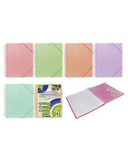 Bismark Capa de Espiral 60 Bolsas Transparentes - Polipropileno - Tamanho A4 - Espiral Plástica Indeformável - Abertura 360 Graus - Elásticos de Fecho - Cores Pastel