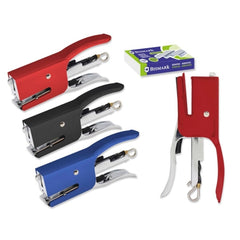 Bismark Agrafador Mini Tenaz + 2000 Agrafos - Capacidade de Agrafar 15 Folhas - Design Ergonómico - Alta Durabilidade - Cores Sortidas