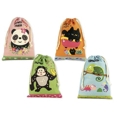 Bismark Animals Saco Escolar para Lanche - Medida 22x35cm - Fecho de Tiras - 4 Desenhos Diferentes