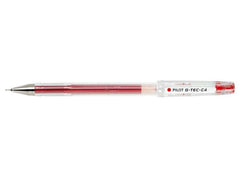 Pilot Boligrafo de Gel G-Tec C4 - Extra Fino - Recargable - Punta de Bola 0.4mm - Trazo 0.2mm - Color Rojo