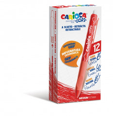 Carioca Oops Boligrafo Borrable Retractil - Tinta Termo Sensible - Empuñadura Ergonomica Triangular - Punta de Ø 0.7mm - Recambios Compatibles - Color Rojo