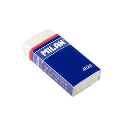 Milan 4024 Goma de Borrar Rectangular - Miga de Pan Flexible - Caucho Sintetico - Faja de Carton Azul - Envuelta Individualmente - Color Blanco