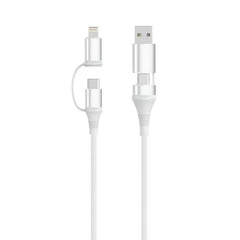 Ewent EC1075 Cable USB-C 4 en 1 - 60W - 1 Metro - USB-C, USB-A, Lightning - Color Blanco