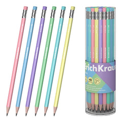 ErichKrause Pastel Lápis de Grafite com Borracha - Mina HB - Corpo Triangular - Pega Ergonómica - Cores Sortidas