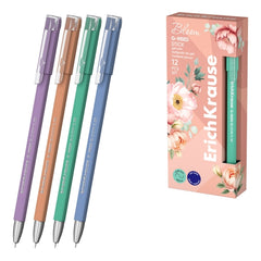 ErichKrause G-Reed Stick Pastel Bloom Capped Pen - Assorted Designs - 0.25mm Line Width - Gel Ink - Water-Resistant - Quick-Drying - Ventilated Cap - Blue