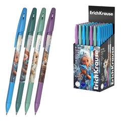 ErichKrause R-301 Stick Magic Pet Stylo à Bille avec Capuchon - Modèles Assortis - Tracé 0.35mm - Encre à Séchage Rapide - Capuchon Ventilé - Couleur Bleu