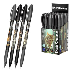 ErichKrause U-108 Stick Big City Cats Capped Ballpoint Pen - Assorted Designs - 0.3mm Line Width - Low-Viscosity Ink - Ventilated Cap - Blue