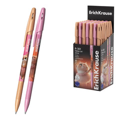 ErichKrause R-301 Stick Prima Cat Esferográfica com Tampa - Modelos Sortidos - Traço 0.35mm - Tinta de Secagem Rápida - Tampa Ventilada - Cor Azul