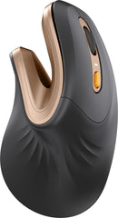 ProtoArc EM11 NL Raton Vertical Ergonomico Inalambrico - 2400 dpi -  Bluetooth + 2.4Ghz - Bateria Recargable - Multidispositivo - Color Negro y Dorado