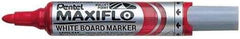 Pentel Maxiflo Rotulador para Pizarra Blanca - Regulacion del Flujo de Tinta - Punta Redonda - Ancho de Linea 2,5mm - 50% de Materiales Reciclados - Color Rojo