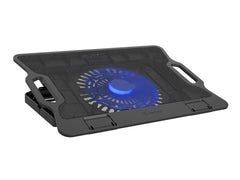 Natec Dipper 2 Base Refrigeradora para Portatil de 17.3" - Gran Ventilador de 180 mm - Control de Velocidad - Iluminacion Led - Hub de 2 Puertos USB-A - Color Negro