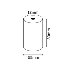 Oqonos Rollo de Papel Termico 80x55x12mm, Libre de BPA, FSC
