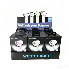 Vention PBE-PACK2 Pack 12 Ventiladores de Mano - Velocidad Maxima 17000RPM - Nivel Regulable de 1 a 100 - Bateria de 3000mAh - Pantalla LED - Conexion USB-C - Ligero y Compacto - Color Verde