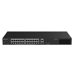 Ruijie RG-ES228GS-LP Switch - 26 Puertos Ethernet hasta 1Gbps - 2x SFP 1Gbps - PoE/PoE+ hasta 250W - Gestionado en la Nube - Color Negro