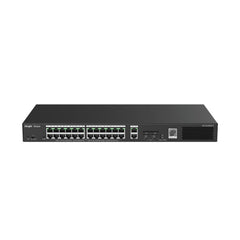 Ruijie RG-ES228GS-P Switch de Sobremesa - 26 Puertos Ethernet hasta 1Gbps - 2x SFP 1Gbps - PoE/PoE+ hasta 370W - Carcasa de Acero - Gestion Inteligente - Color Negro