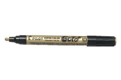 Pilot Super Color Rotulador Permanente Medio - Punta de 4,5mm de Poliacetal - Tinta muy Densa y Opaca - Cuerpo Metalico - Color Oro